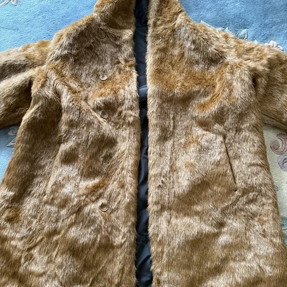 Roamans Black & Brown Reversible Faux Fur Full‑Length Trench Coat Plus Size Cozy - Picture 12 of 16